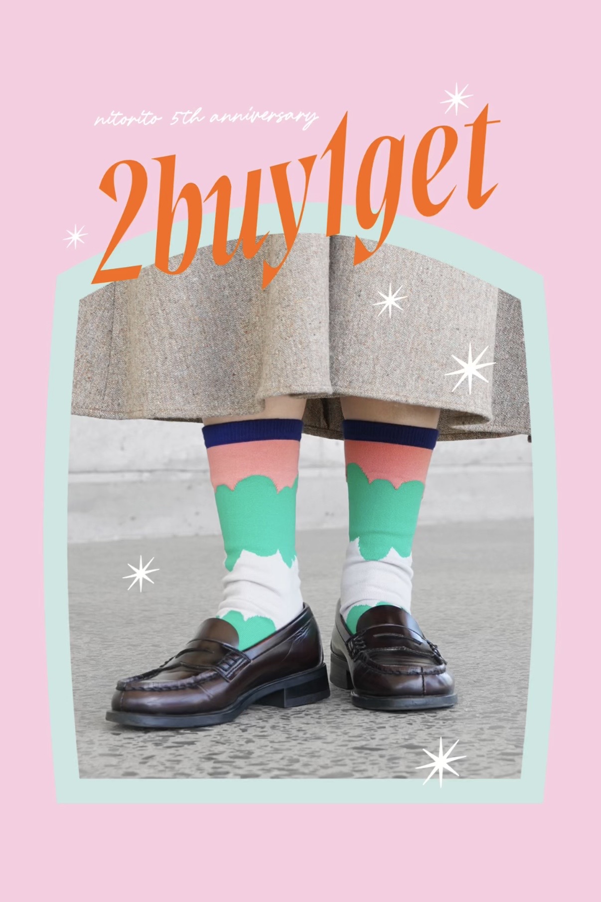 靴下の 2buy1get! 開催中です